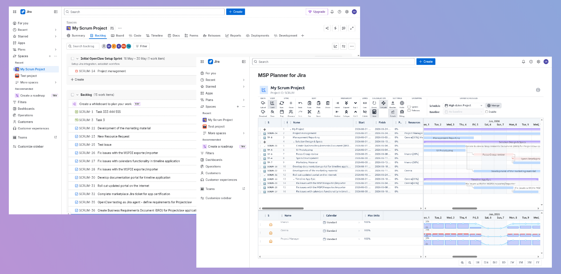 MSP Planner Overlay on Jira
