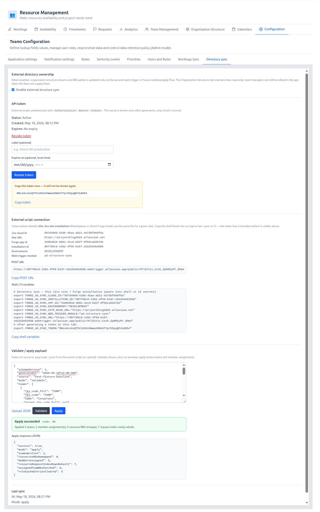 Directory sync — Configuration tab